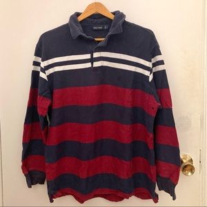 Vintage Nautica long sleeve rugby shirt. Red white and blue.